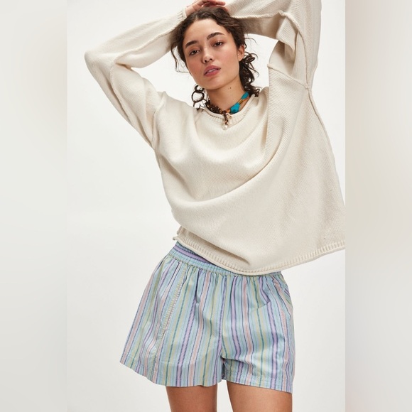 Get Free Striped Pull Pn Shorts NWOT sky blue combo - Picture 4 of 5